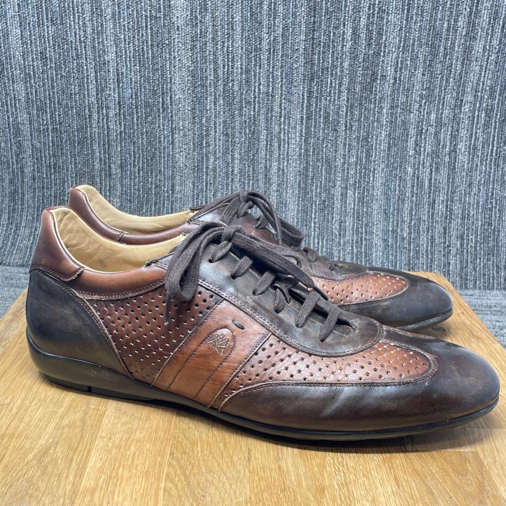 Mezlan Sagan Sneakers Mens 13 Brown Leather Perforated Driving Loafer Lace Spain